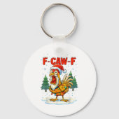 Funny F-caw-f Christmas Chicken Xmas Lights Santa  Sleutelhanger (Voorkant)