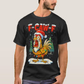 Funny F-caw-f Christmas Chicken Xmas Lights Santa  T-shirt (Voorkant)