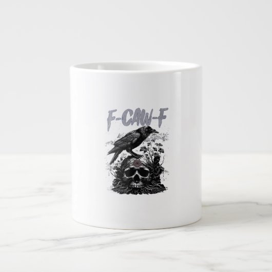 Funny F-Caw-F Crow Funny Halloween Retro Classic Grote Koffiekop (Voorkant)