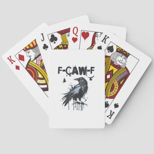 Funny F-Caw-F Crow Grunge Humor Graphic Pokerkaarten (Achterkant)