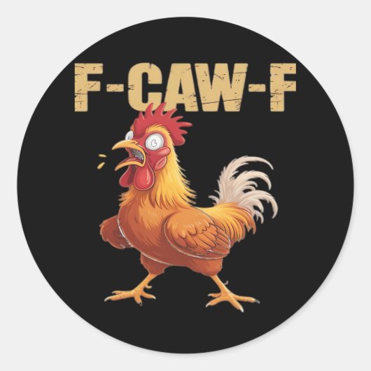 Funny F-Caw-F Crow Humor Gothic Ronde Sticker (Voorkant)