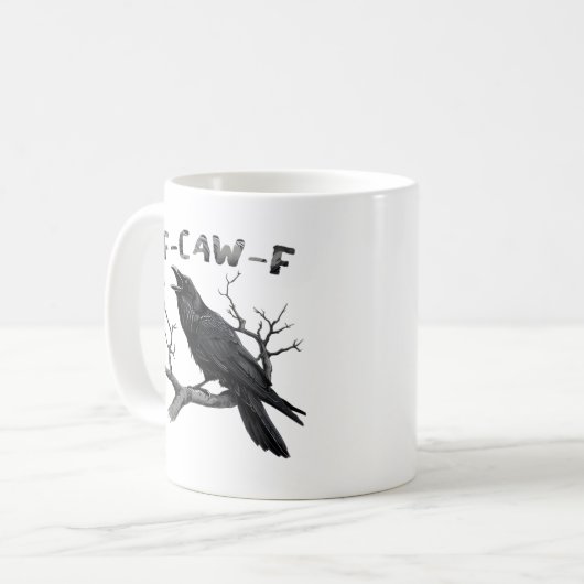 Funny F-Caw-F Gothic Crow Humor Essential Koffiemok (Voorkant links)