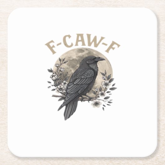 Funny F Caw F Raven Bird Saying Graphic Style Kartonnen Onderzetters (Voorkant)