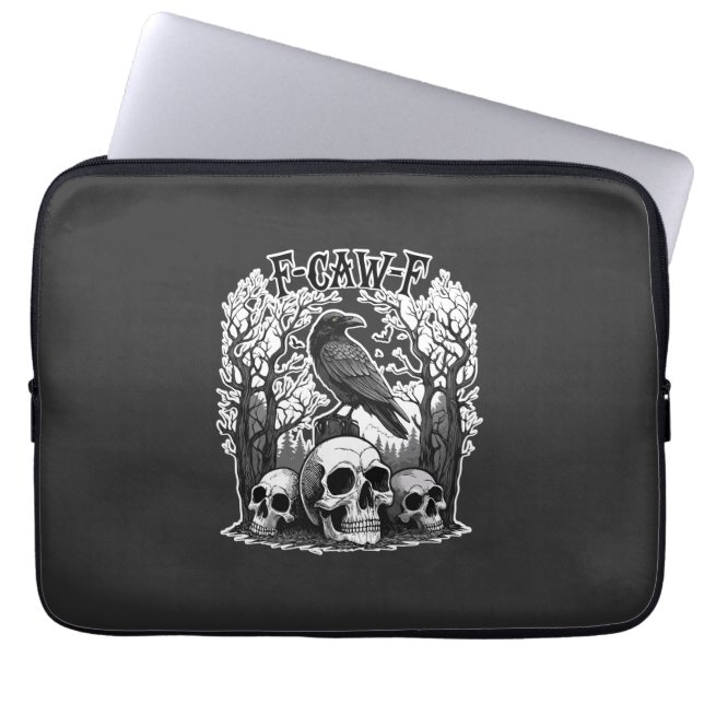 Funny F Caw F Raven Halloween Laptop Sleeve (Voorkant)