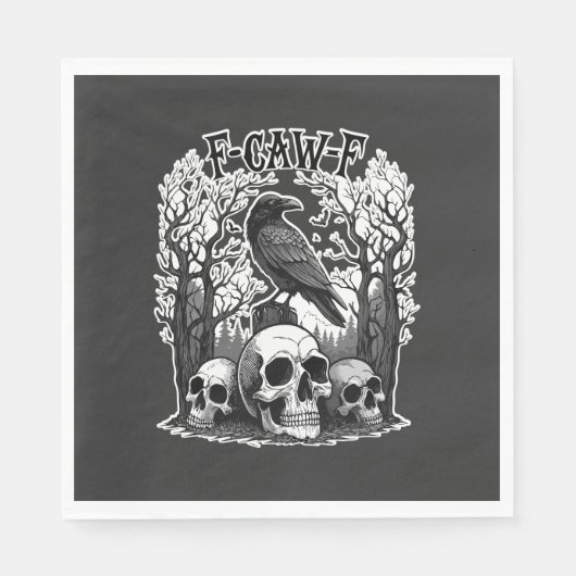 Funny F Caw F Raven Halloween Servet (Voorkant)