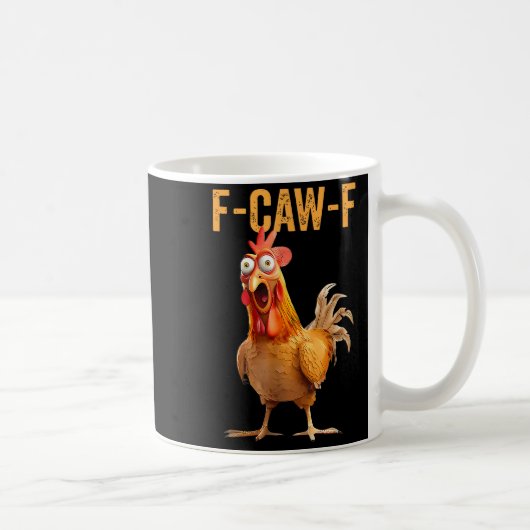 Funny F-caw-f Rooster Chicken Meme Chicken Farm Wo Koffiemok (Rechts)