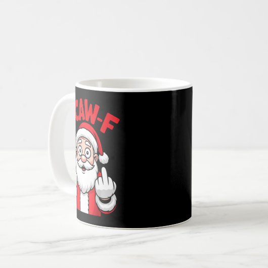 Funny F-caw-f Santa Middle Finger Sarcastic Xmas P Koffiemok (Voorkant links)