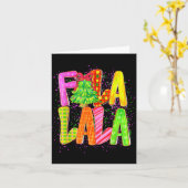 Funny Fa La La Coquette Bow Checkered Christmas Tr Kaart (Gele Bloem)