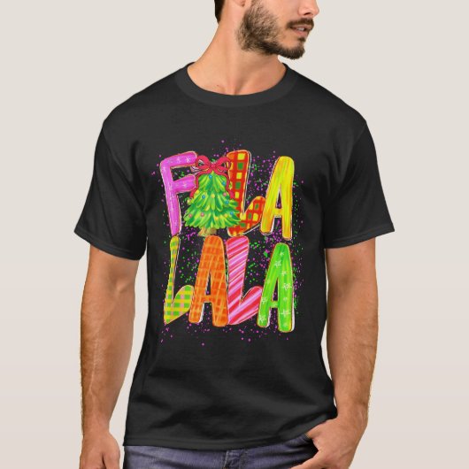 Funny Fa La La Coquette Bow Checkered Christmas Tr T-shirt (Voorkant)