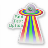 Funny Face Alien Rainbow Spaceship Sticker (Voorkant)