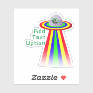 Funny Face Alien Rainbow Spaceship Sticker