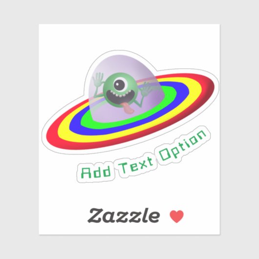 Funny Face Alien Spaceship Sticker (Vel)
