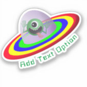 Funny Face Alien Spaceship Sticker (Voorkant)
