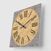 Funny Face / Brick Wall Background Roman Numeral Vierkante Klok (Hoek)