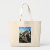 Funny Face brown paard Grote Tote Bag (Voorkant)
