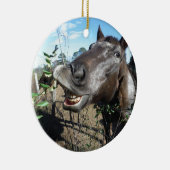 Funny Face brown paard Keramisch Ornament (Rechts)