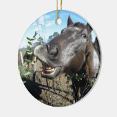 Funny Face brown paard Keramisch Ornament (Links)