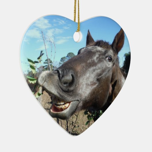 Funny Face brown paard Keramisch Ornament (Rechts)