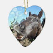 Funny Face brown paard Keramisch Ornament (Links)