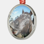 Funny Face brown paard Metalen Ornament (Links)