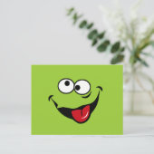 Funny face cartoon blue background briefkaart (Staand voorkant)
