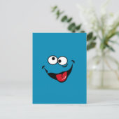 Funny face cartoon blue background briefkaart (Staand voorkant)