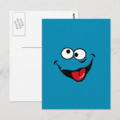 Funny face cartoon blue background briefkaart (Voorkant / Achterkant)