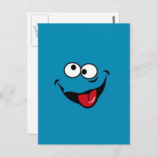 Funny face cartoon blue background briefkaart (Voorkant / Achterkant)