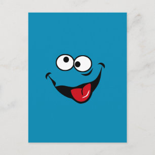 Funny face cartoon blue background briefkaart