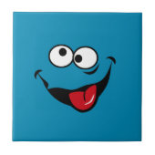 Funny face cartoon blue background tegeltje (Voorkant)