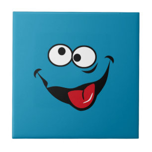 Funny face cartoon blue background tegeltje