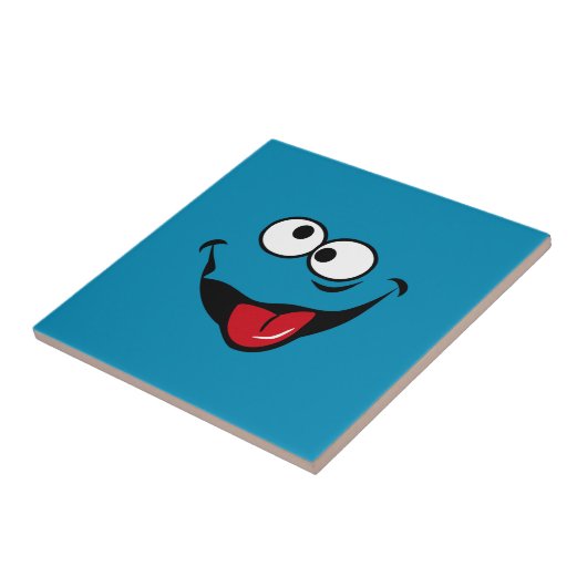 Funny face cartoon blue background tegeltje (Zijkant)