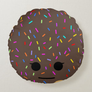 Funny Face Chocolate Donut Round Sierkussen Rond Kussen