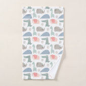 Funny Face Cute Doodle Animal Patroon Bad Handdoek (Handdoek)