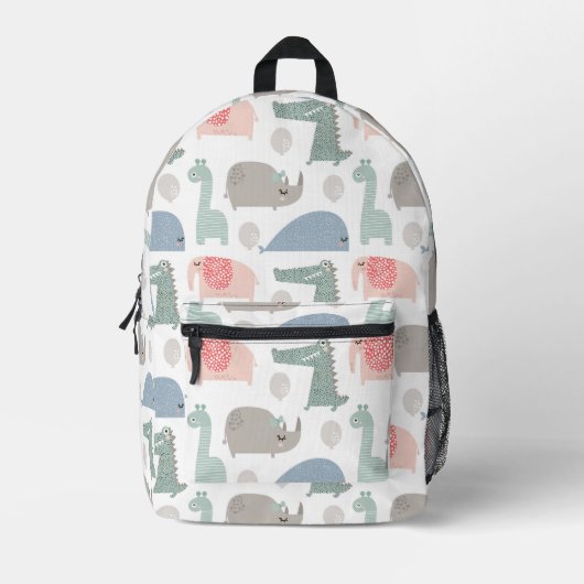 Funny Face Cute Doodle Animal Patroon Bedrukte Rugzak (Voorkant)