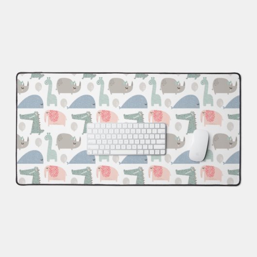 Funny Face Cute Doodle Animal Patroon Bureaumat (Keyboard & Muis)