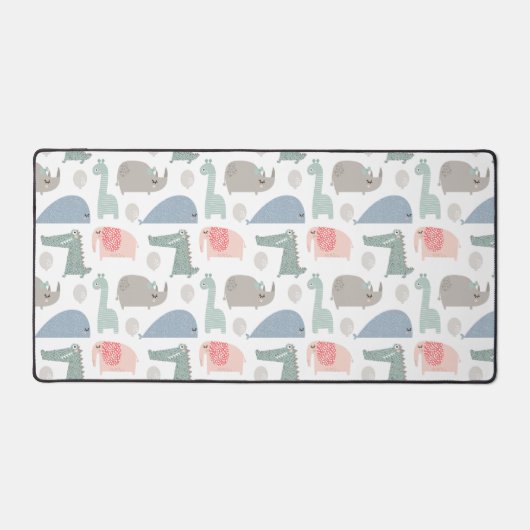 Funny Face Cute Doodle Animal Patroon Bureaumat (Voorkant)