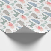 Funny Face Cute Doodle Animal Patroon Cadeaupapier (Hoek)