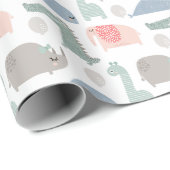 Funny Face Cute Doodle Animal Patroon Cadeaupapier (Rol Hoek)