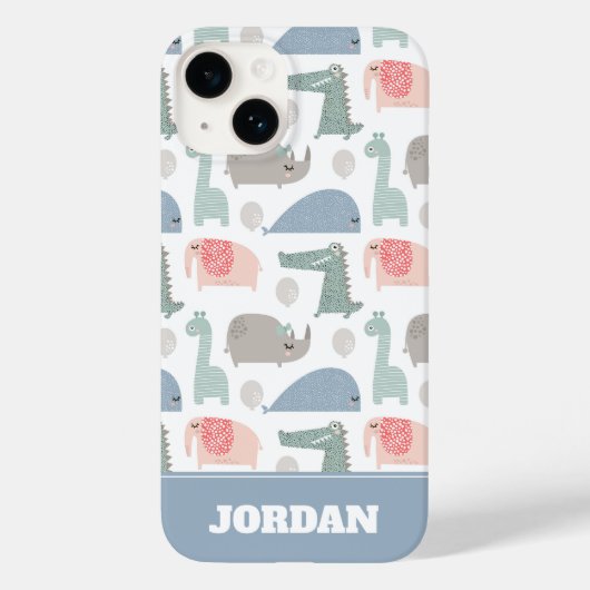 Funny Face Cute Doodle Animal Patroon Case-Mate iPhone Case (Achterkant)