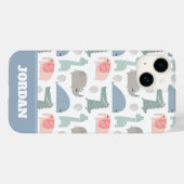 Funny Face Cute Doodle Animal Patroon Case-Mate iPhone Case (Achterkant (horizontaal))