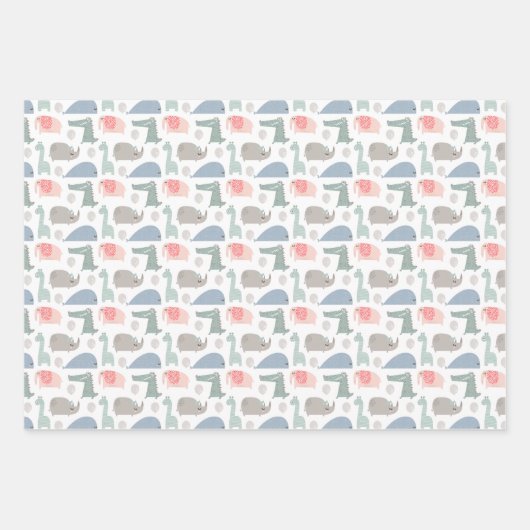 Funny Face Cute Doodle Animal Patroon Inpakpapier Vel (Voorkant 3)