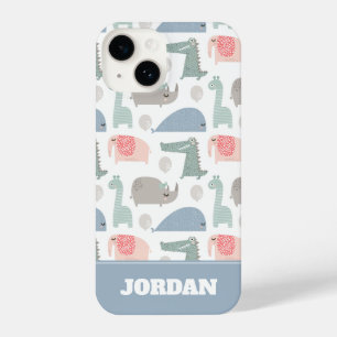 Funny Face Cute Doodle Animal Patroon iPhone 14 Hoesje