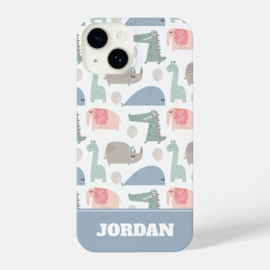 Funny Face Cute Doodle Animal Patroon iPhone Hoesje (Achterkant)