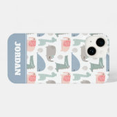 Funny Face Cute Doodle Animal Patroon iPhone Hoesje (Achterkant horizontaal)