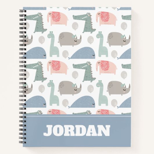 Funny Face Cute Doodle Animal Patroon Notitieboek (Voorkant)