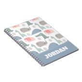 Funny Face Cute Doodle Animal Patroon Notitieboek (Rechterzijde)