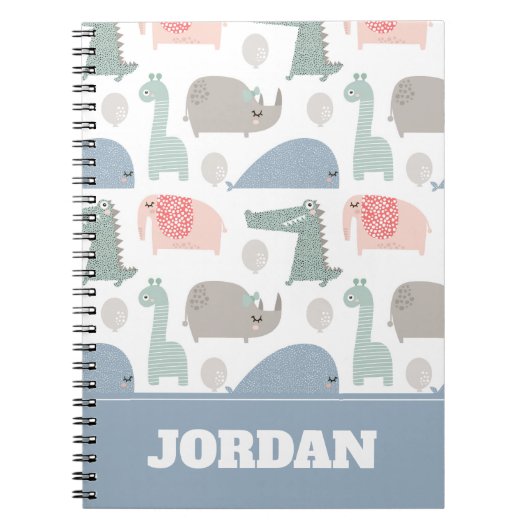 Funny Face Cute Doodle Animal Patroon Notitieboek (Voorkant)