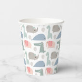 Funny Face Cute Doodle Animal Patroon Papieren Bekers (Achterkant)