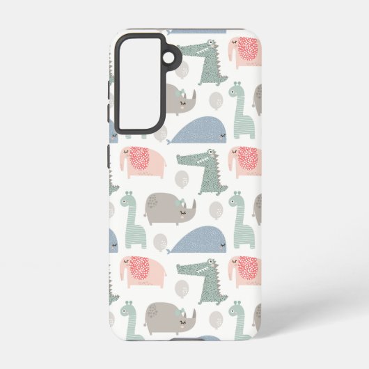 Funny Face Cute Doodle Animal Patroon Samsung Galaxy Hoesje (Achterkant)